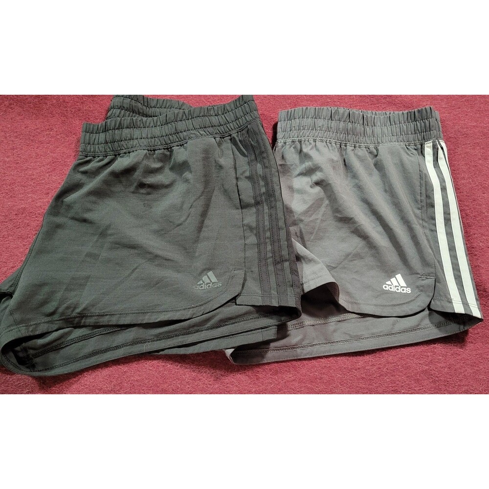 2 Women's Adidas Logo Pacer 3 Stripe Gym Athletic Training Shorts Size Large